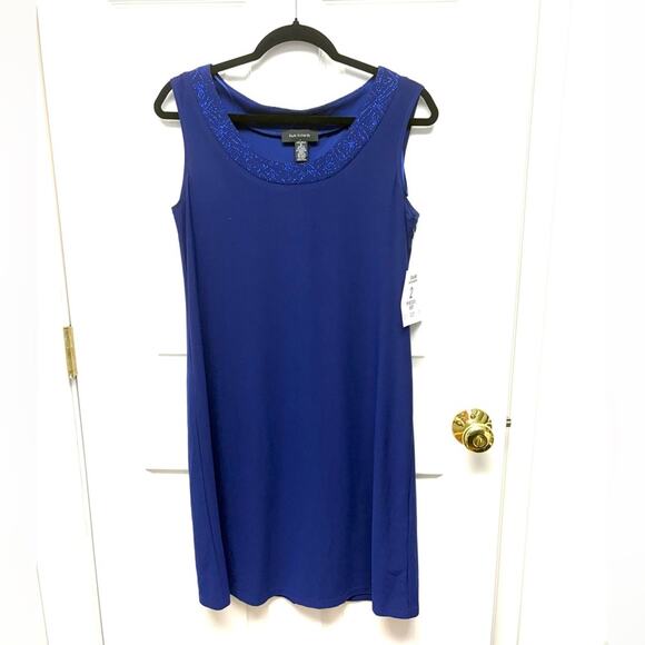 R & M Richard’s Dress, Royal Blue Lightweight Stretch, Sparkly Collar, Size S - Picture 1 of 5